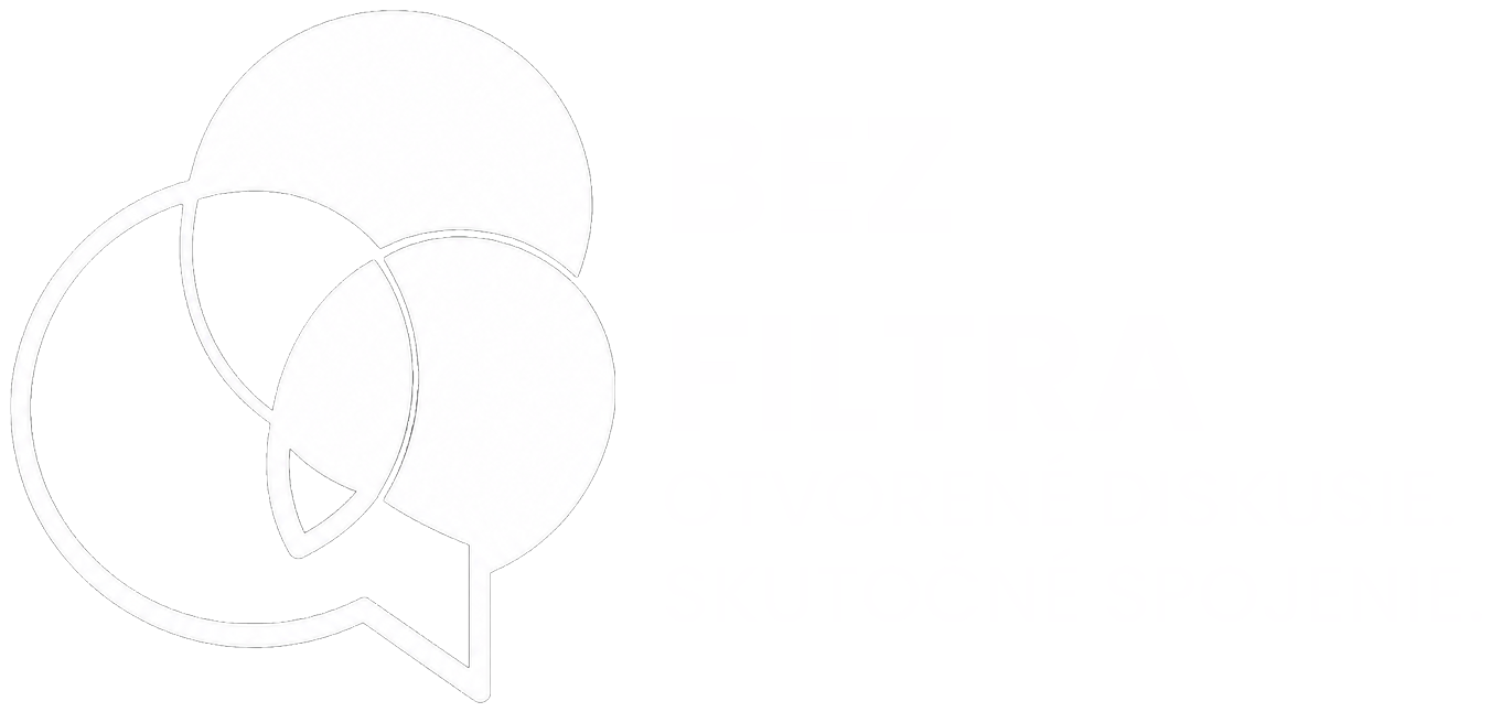 Logo Bez Filtra – inverzná verzia na tmavom pozadí
